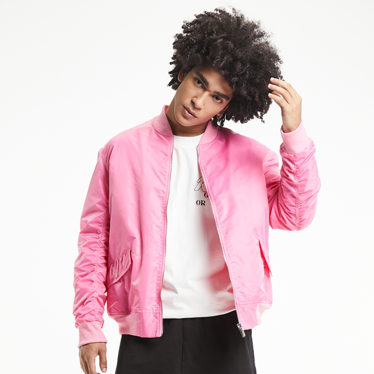 Stand-up collar multi-pocket baseball jacket
