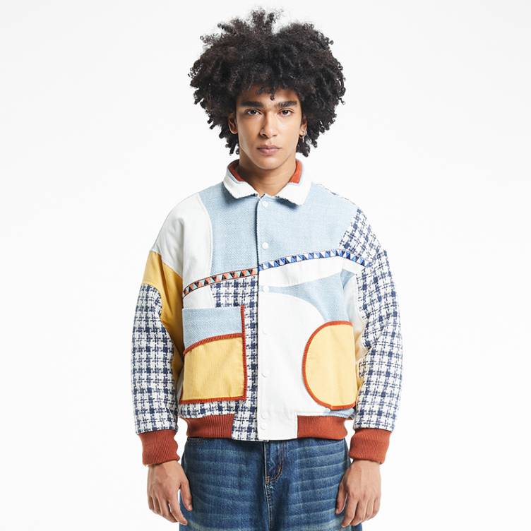 American fashion hip hop patchwork cargo jacket