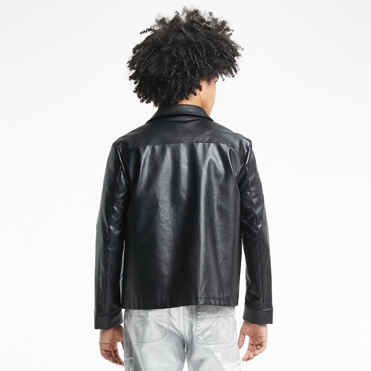 Letter-embroidered casual button lamb jacket