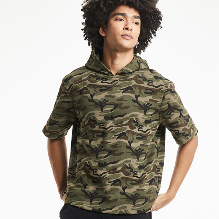 Camouflage short-sleeved hooded T-shirts