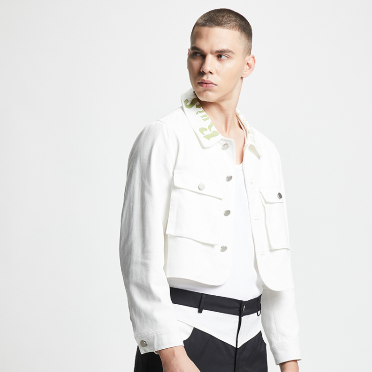 Two white fake uneven hem jacket