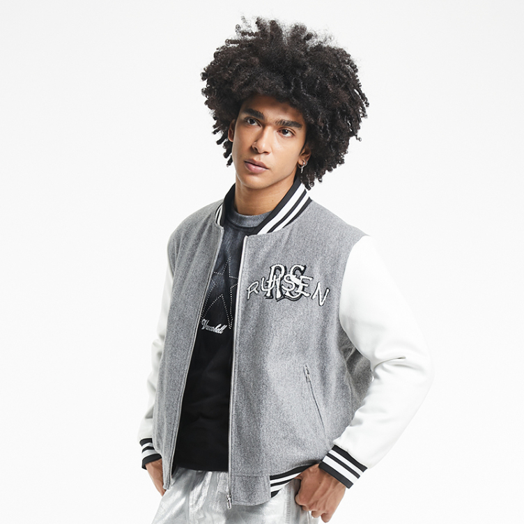 Rainbow striped ribbon letter jacket