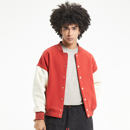 Solid color patchwork loose simple baseball jacket