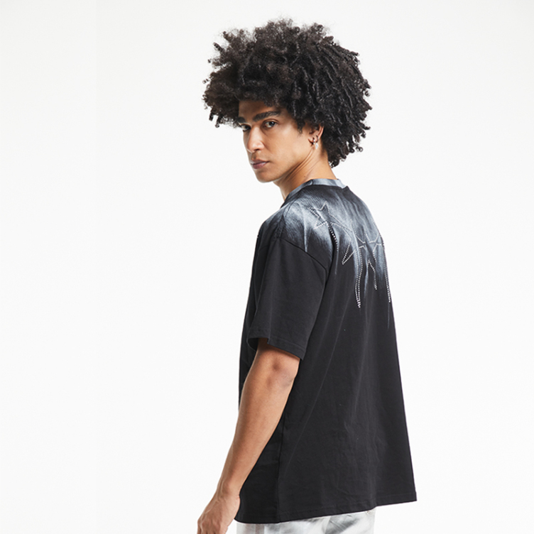 Street star hot drill wash vintage short-sleeved T-shirts