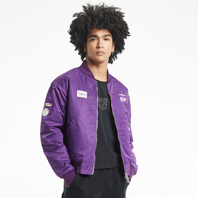 Fall military style embroidered insignia baseball jacket