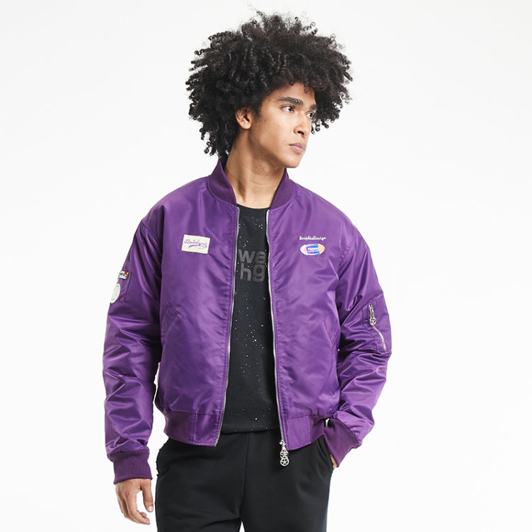 Fall military style embroidered insignia baseball jacket