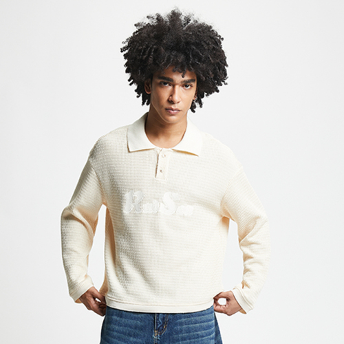 Waffle plate letters printed polo neck T-shirts