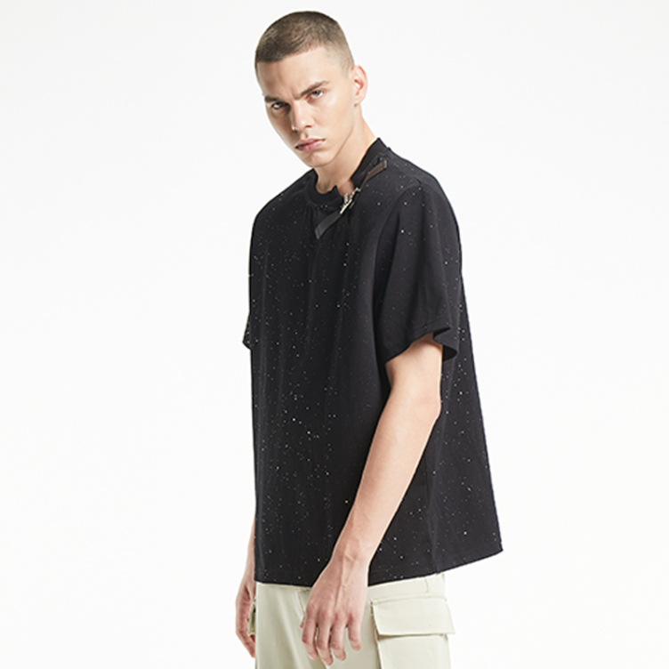 Trendy short open crew neck T-shirts