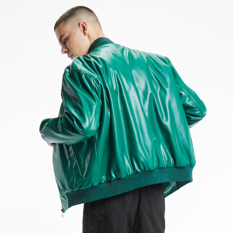 Loose sports American PU leather simple baseball jacket