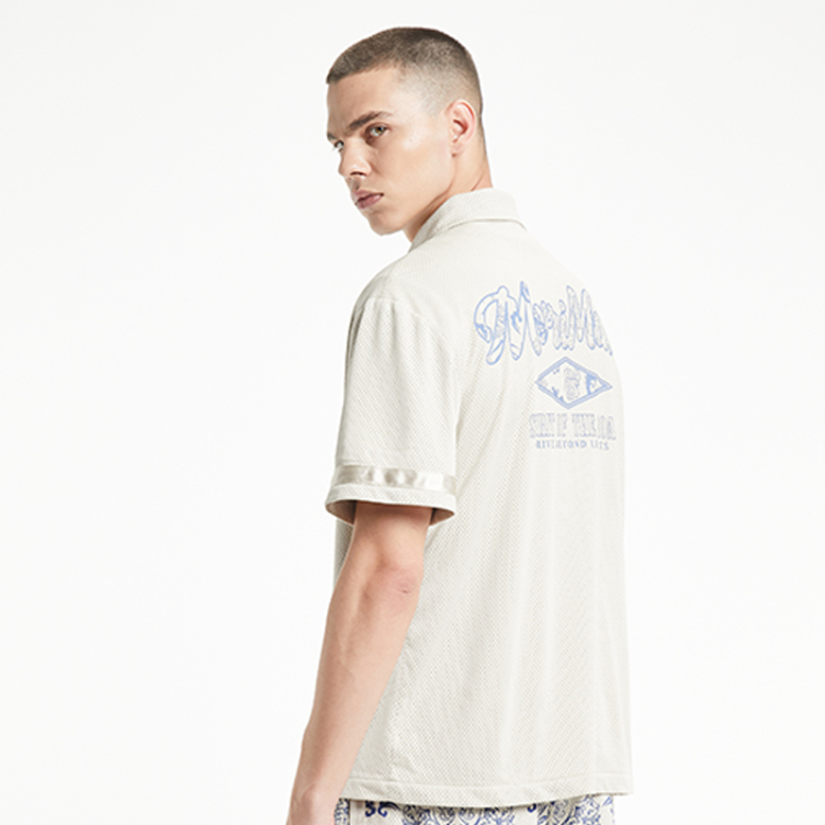 Solid color small pattern print shirts