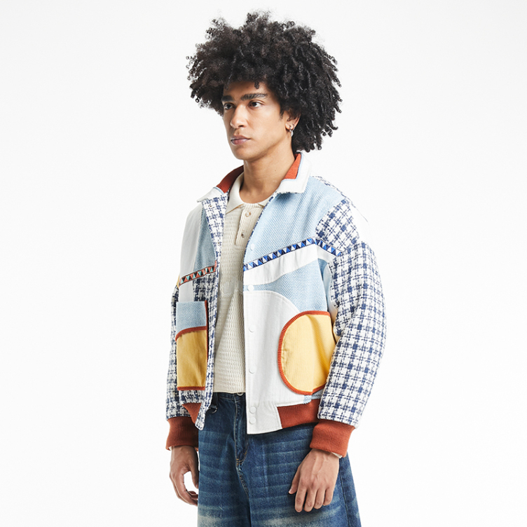 American fashion hip hop patchwork cargo jacket
