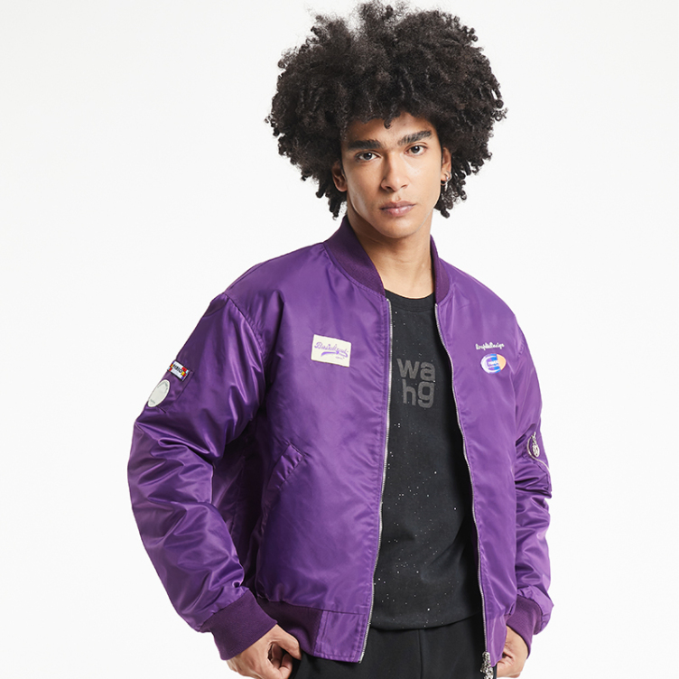Fall military style embroidered insignia baseball jacket