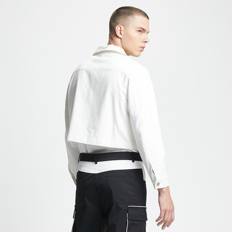 Two white fake uneven hem jacket