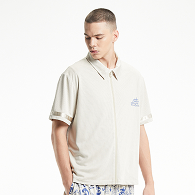 Solid color small pattern print shirts