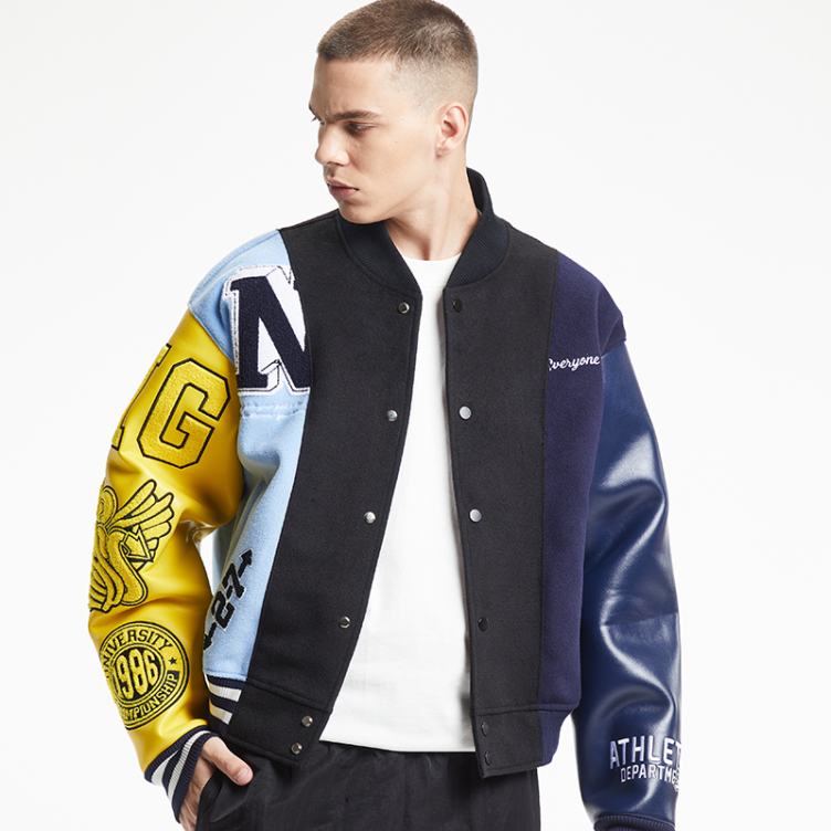 American denim patchwork embroidered jacket