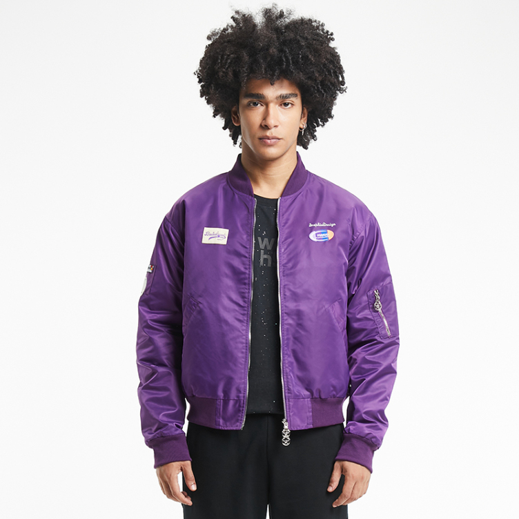 Fall military style embroidered insignia baseball jacket