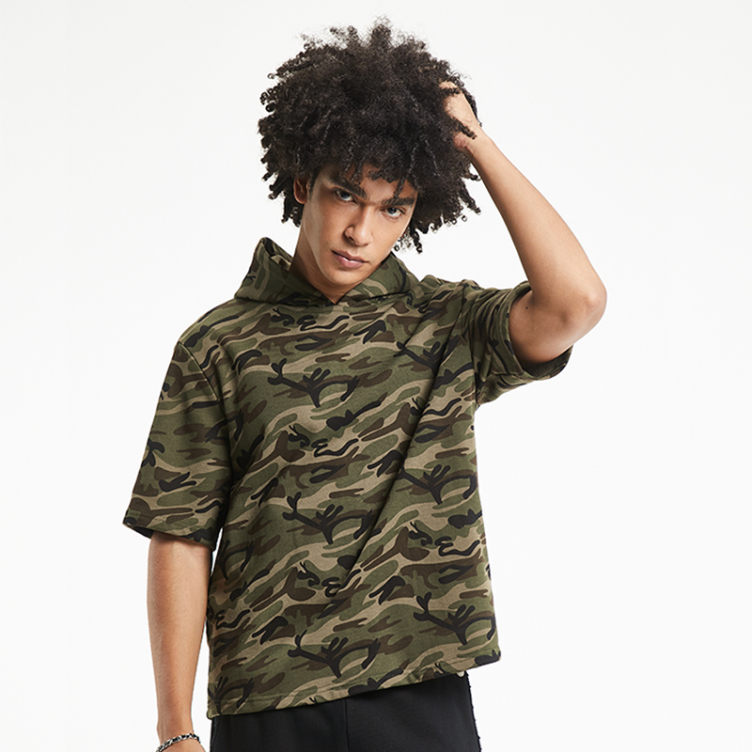 Camouflage short-sleeved hooded T-shirts
