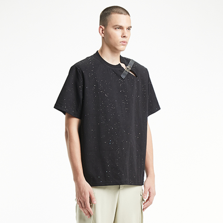 Trendy short open crew neck T-shirts