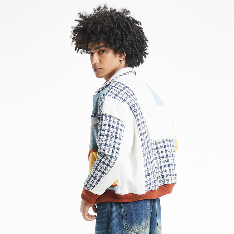 American fashion hip hop patchwork cargo jacket