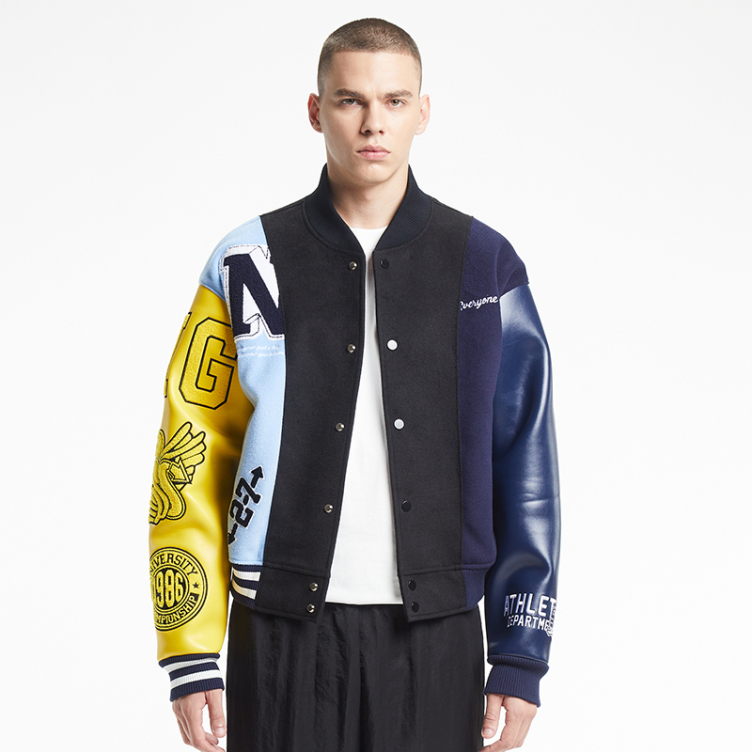 American denim patchwork embroidered jacket