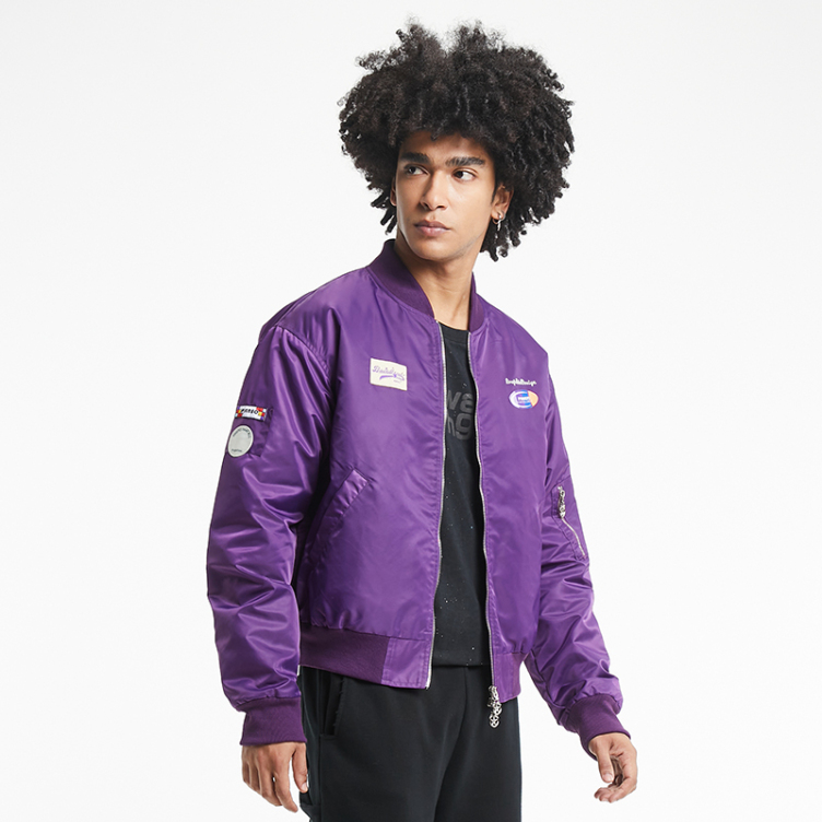 Fall military style embroidered insignia baseball jacket