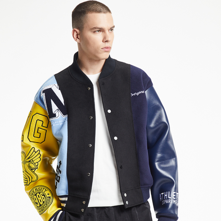 American denim patchwork embroidered jacket