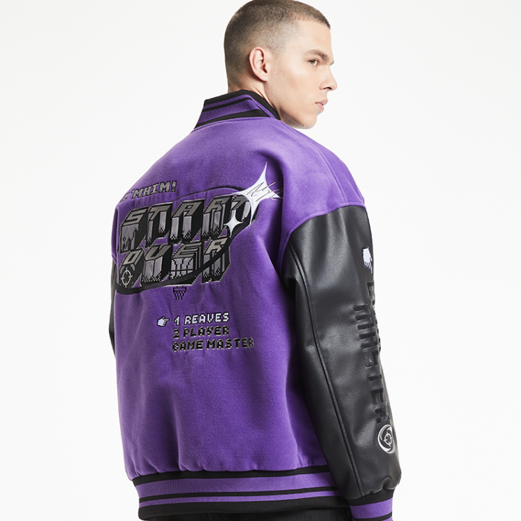 Loose sports American PU leather sleeve baseball jacket
