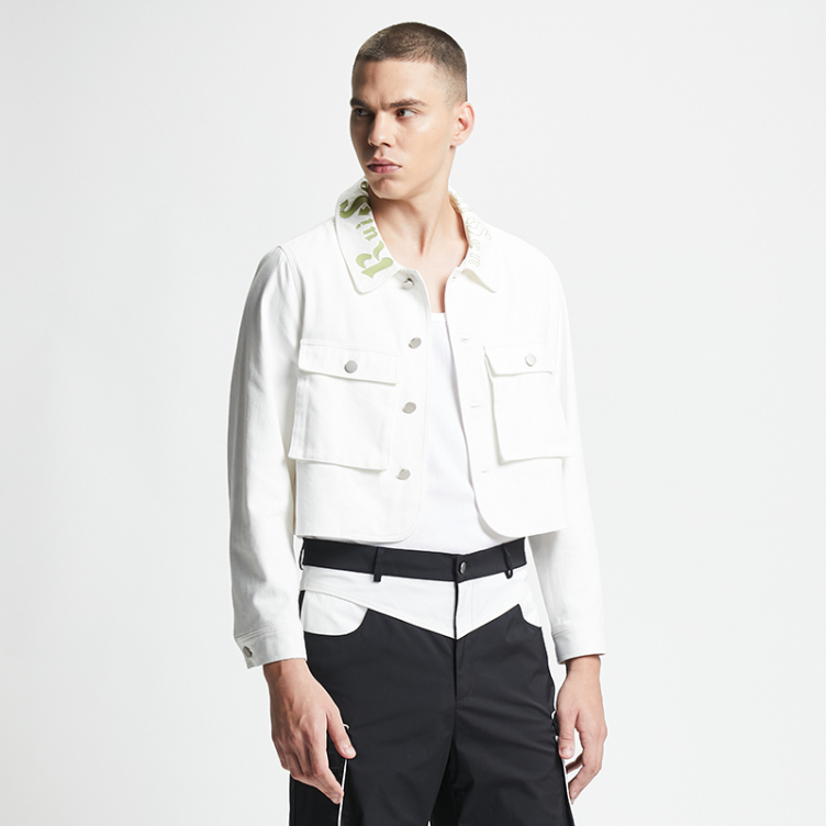 Two white fake uneven hem jacket
