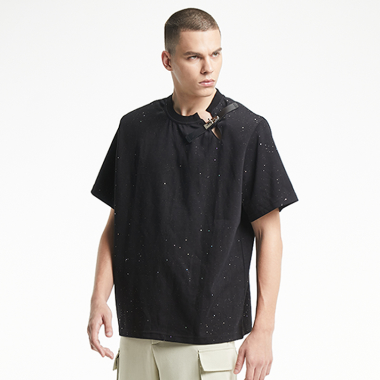 Trendy short open crew neck T-shirts