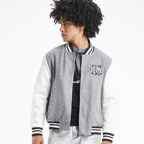 Rainbow striped ribbon letter jacket