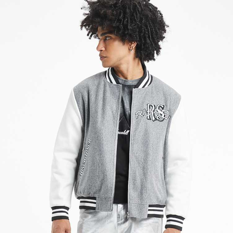 Rainbow striped ribbon letter jacket