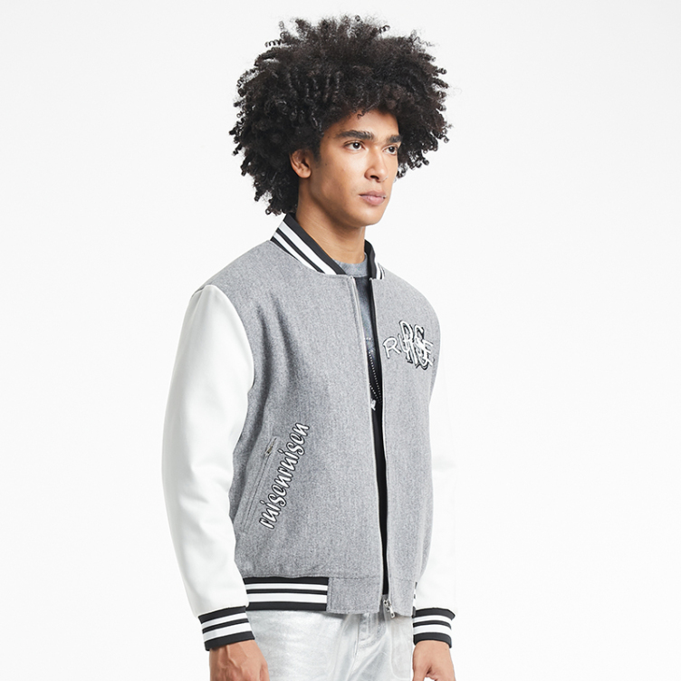 Rainbow striped ribbon letter jacket