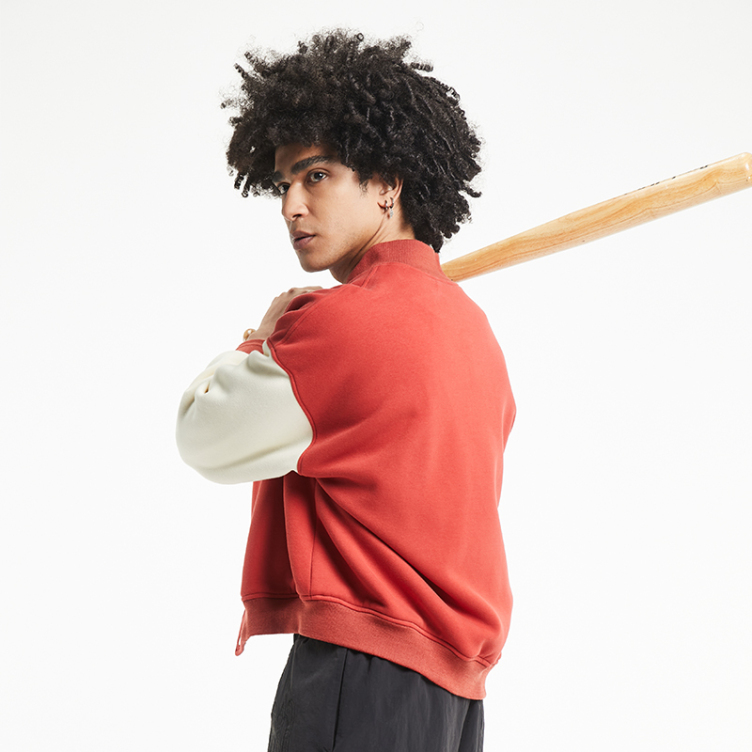 Solid color patchwork loose simple baseball jacket
