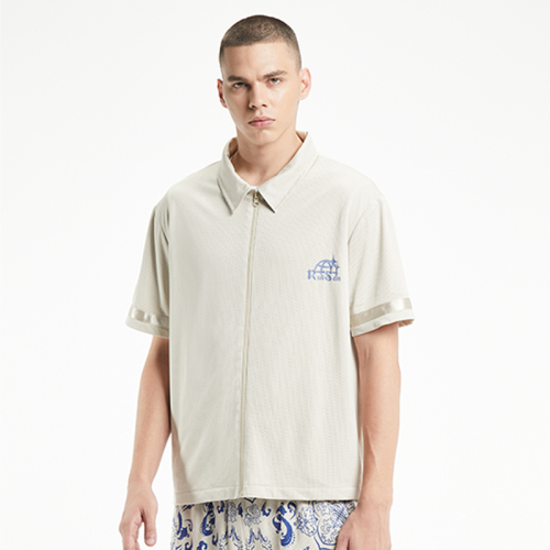 Solid color small pattern print shirts