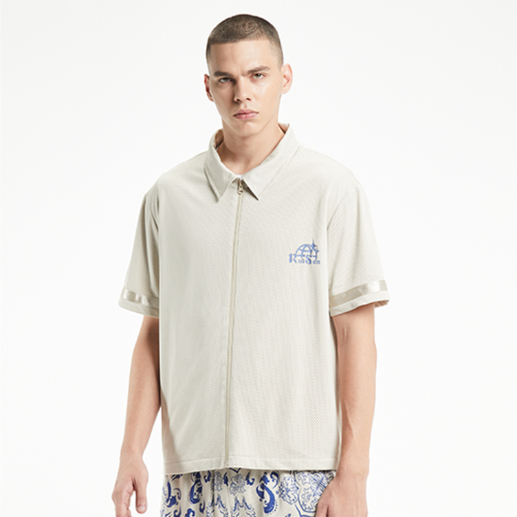 Solid color small pattern print shirts