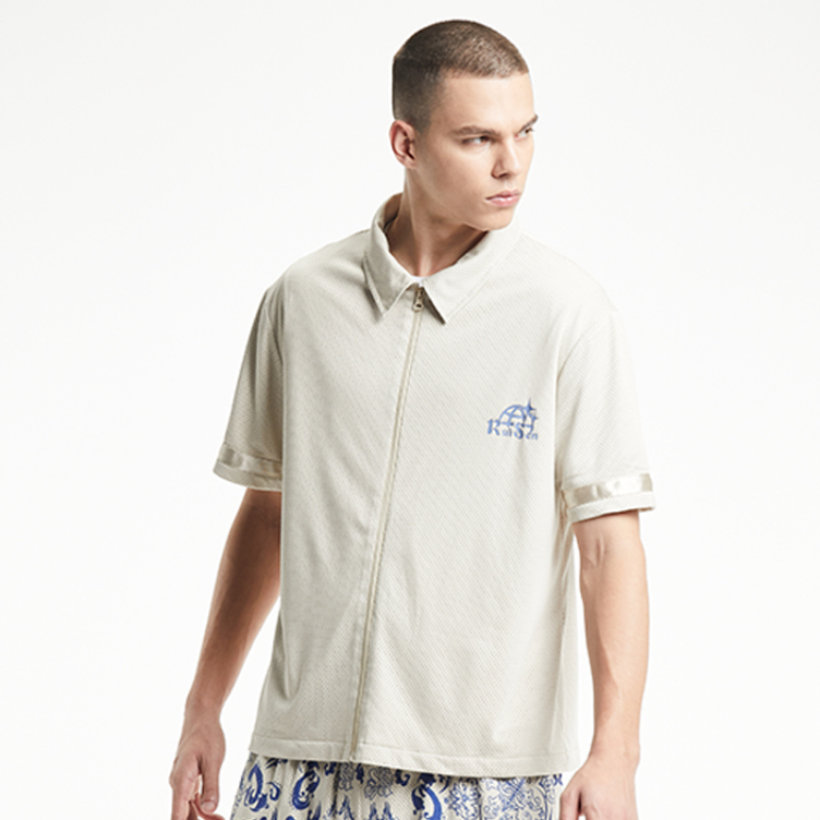 Solid color small pattern print shirts