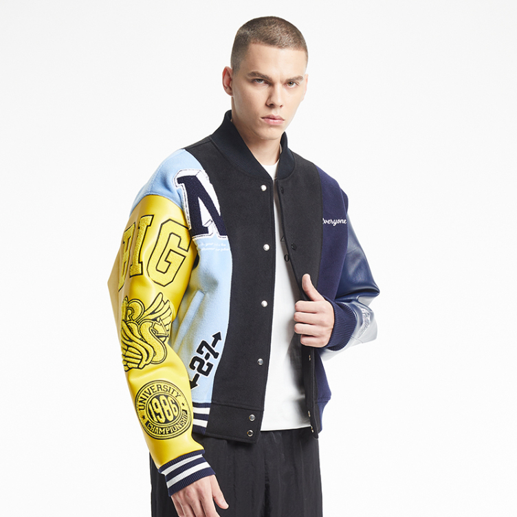 American denim patchwork embroidered jacket