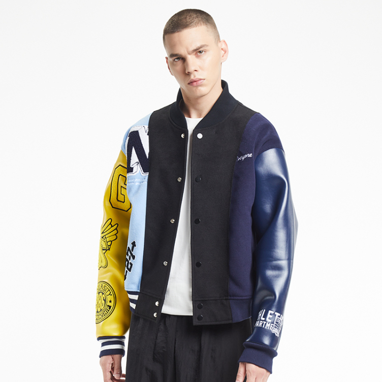 American denim patchwork embroidered jacket