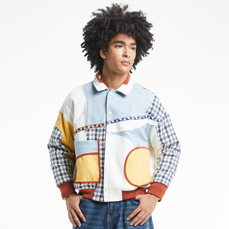 American fashion hip hop patchwork cargo jacket