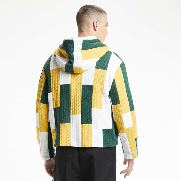 Twist striped sweater crew-neck knitted contrasting jacket