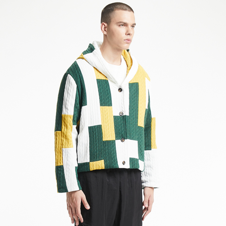 Twist striped sweater crew-neck knitted contrasting jacket