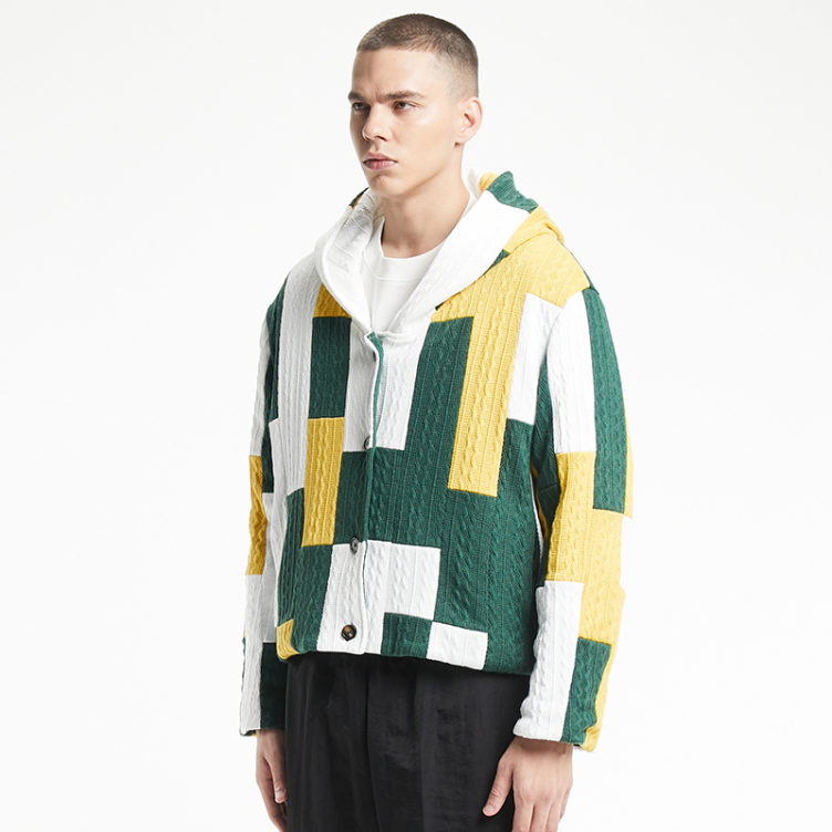 Twist striped sweater crew-neck knitted contrasting jacket