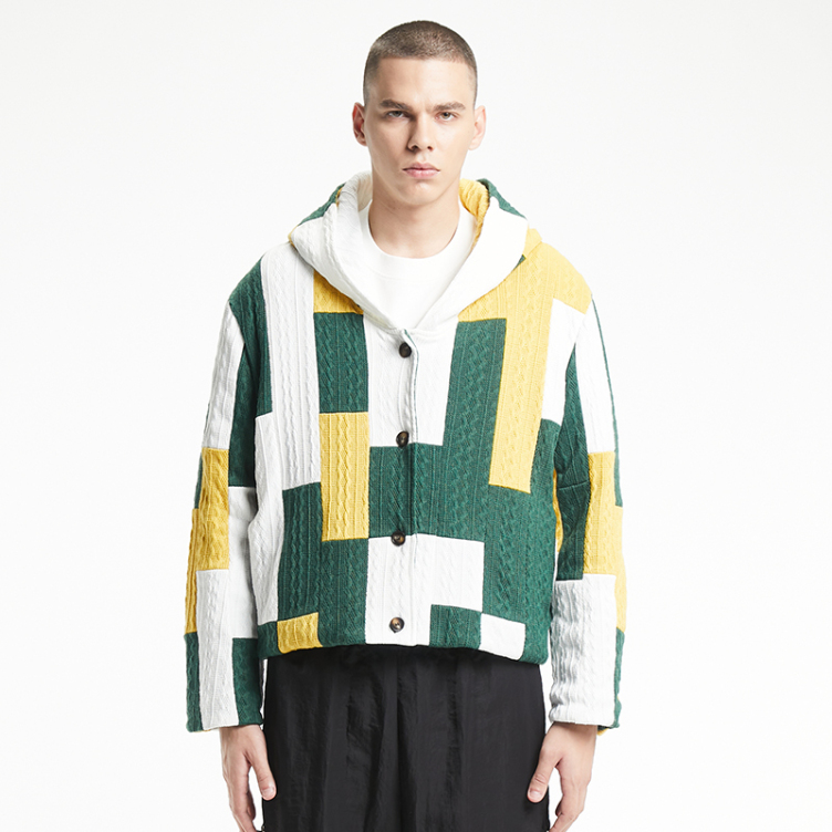Twist striped sweater crew-neck knitted contrasting jacket