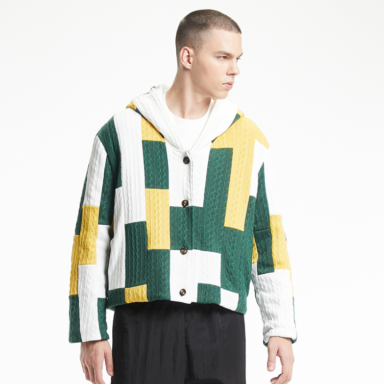 Twist striped sweater crew-neck knitted contrasting jacket