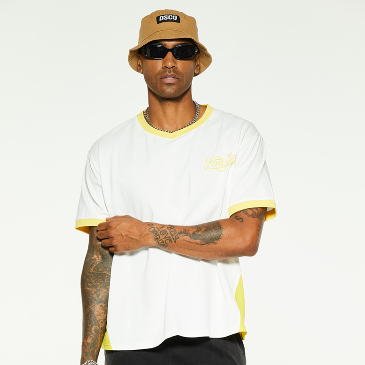 Short-sleeved casual color matching T-shirts
