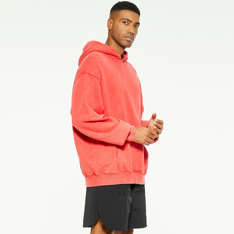 Trend heavy solid color high street pullover hoodies