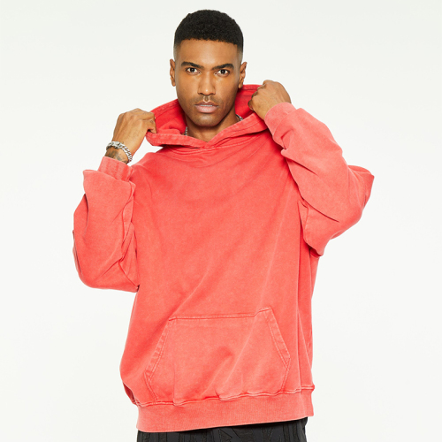 Trend heavy solid color high street pullover hoodies