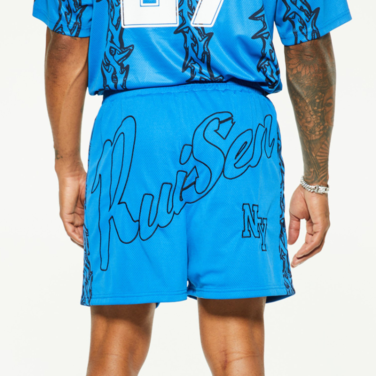 High street style monogram mesh breathable double shorts