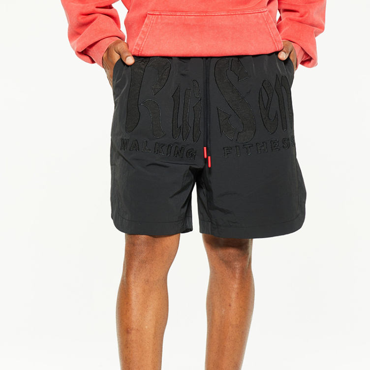 Patch embroidery trend letters short opening shorts