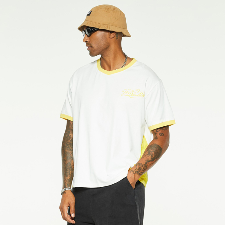 Short-sleeved casual color matching T-shirts